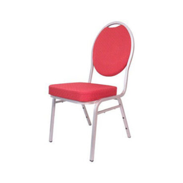 Steel Spoon Backed Banqueting Chair Red Silver