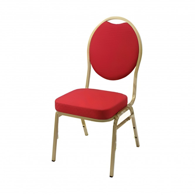 Steel Spoon Backed Banqueting Chair Red Gold