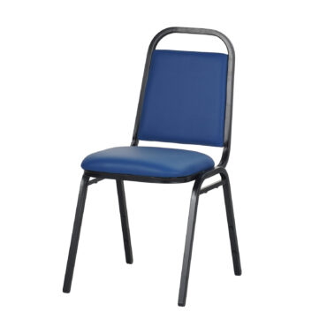 Loughborough Stacking Chair Blue Vinyl and Black Frame