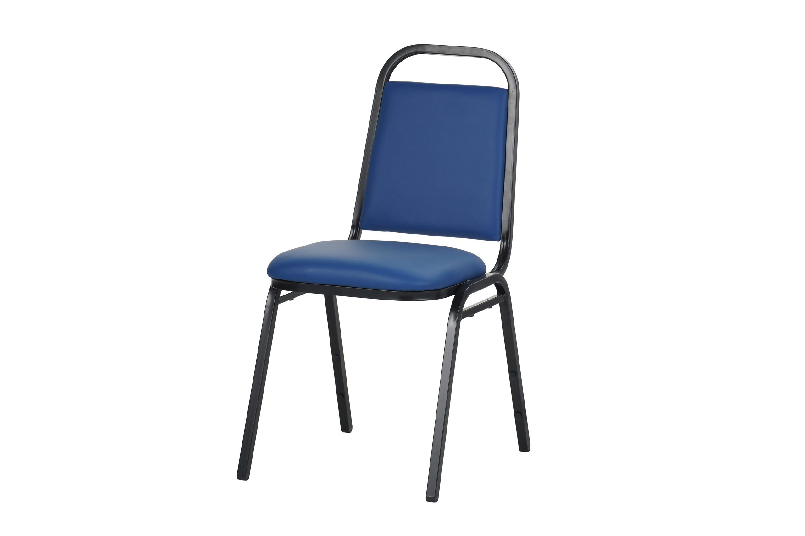 Loughborough Stacking Chair Blue Vinyl and Black Frame