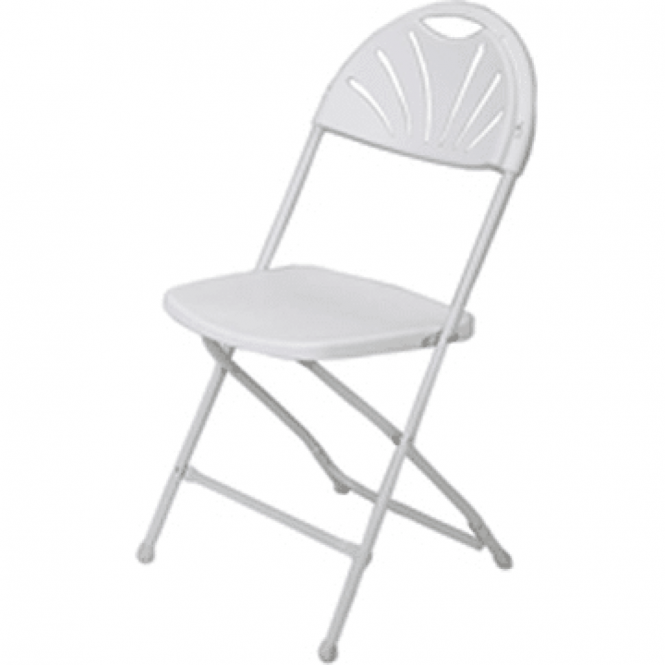 Fan Back White White Plastic Folding Chair